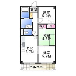 リヴェールド和泉 3DKの間取図画像