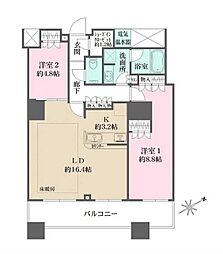 ザ・パークハウス西新宿タワー60 2LDKの間取図画像