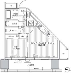 桜ヒルズ九段北 1LDKの間取図画像