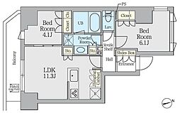 CRESTCOURTUENO 2LDKの間取図画像