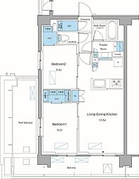 新宿区高田馬場3丁目マンション 2LDKの間取図画像