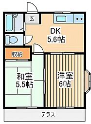ハウスグリーン 2DKの間取図画像