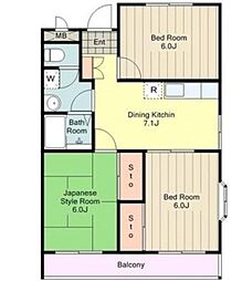 サンヴィラ 3階3DKの間取り