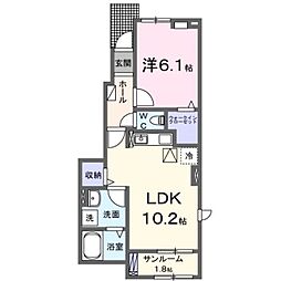 小田急小田原線 東海大学前駅 徒歩20分の賃貸アパート 1階1LDKの間取り