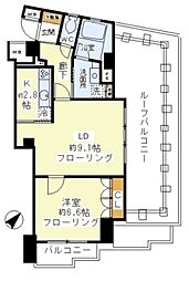ファインクレスト上目黒 1LDKの間取図画像
