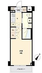 AXAS鵜の木アジールコート 1Kの間取図画像
