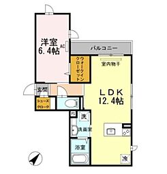 エミスエヒロ 1LDKの間取図画像