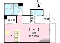 京急空港線 穴守稲荷駅 徒歩7分の賃貸アパート 1階ワンルームの間取り