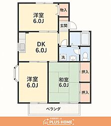 セジュール2番館A棟 3DKの間取図画像