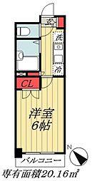 東京メトロ東西線 行徳駅 徒歩7分の賃貸マンション 4階1Kの間取り