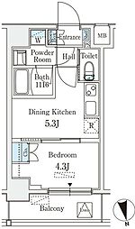 クラリティア浅草 10階1DKの間取り