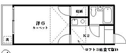 サニースポット 1Kの間取図画像
