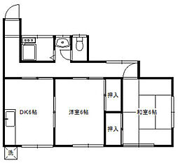 コーポ清山 2階2DKの間取り