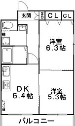 グラース・ビ高島平 2DKの間取図画像
