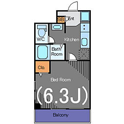 リブリ・陣屋 1階1Kの間取り