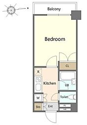 プレール高井戸 7階1Kの間取り