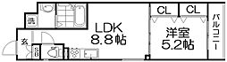 ラモーナ出口 1LDKの間取図画像