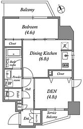 リビオメゾン入谷 9階2DKの間取り