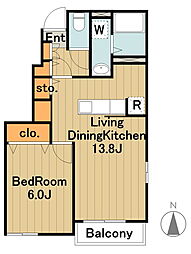 メゾンクレール2 1階1LDKの間取り