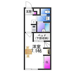 JR関西本線 加美駅 徒歩14分の賃貸アパート 1階1Kの間取り
