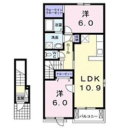 レジデンスAE3 2LDKの間取図画像