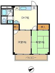 シェモア・モリタ 2階2DKの間取り