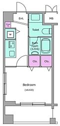 レジディア新川 1Kの間取図画像