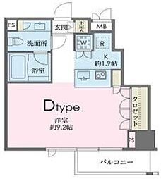 ドゥーエ南麻布 4階ワンルームの間取り