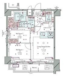 コンシェリア町屋 2LDKの間取図画像