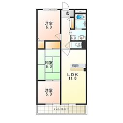 南海高野線 白鷺駅 徒歩10分の賃貸アパート 1階3LDKの間取り