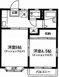 アイリス 2階2Kの間取り