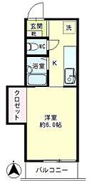 平安コーポラスNo.14 1DKの間取図画像