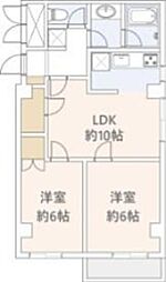 江上ビル 5階2LDKの間取り