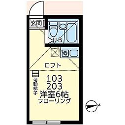 ユナイト初音ミックスナッツ ワンルームの間取図画像