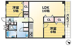 ハイムあじさい 2LDKの間取図画像