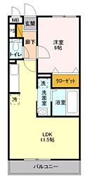 コスモガーデン 3階1LDKの間取り