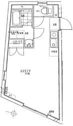 京王線 笹塚駅 徒歩8分の賃貸マンション 4階ワンルームの間取り