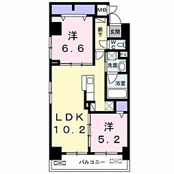 JR中央線 西八王子駅 徒歩19分の賃貸マンション 7階2LDKの間取り