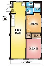 ベルハイデンス三橋 2LDKの間取図画像