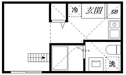 京成金町線 柴又駅 徒歩7分の賃貸アパート 2階ワンルームの間取り