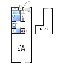 レオパレスかつらぎ ワンルームの間取図画像