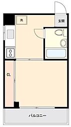JLBグランエクリュ調布 2階ワンルームの間取り