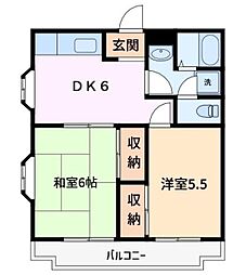 シティコスモ都 2DKの間取図画像
