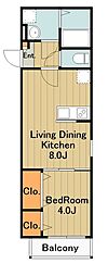 相模原市中央区矢部2丁目アパート 1LDKの間取図画像