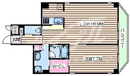 京阪本線 天満橋駅 徒歩7分の賃貸マンション 7階1LDKの間取り