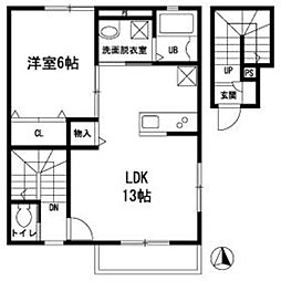 シュエット久米川 2階1LDKの間取り