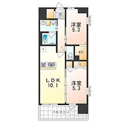 スプランディッド中百舌鳥 2階2LDKの間取り