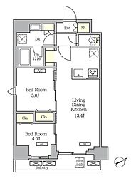 グランエール西日暮里SOUTH 2LDKの間取図画像