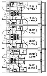 S-RESIDENCE王子Tercera 5階1Kの間取り