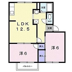 南海加太線 中松江駅 徒歩16分の賃貸アパート 2階2LDKの間取り